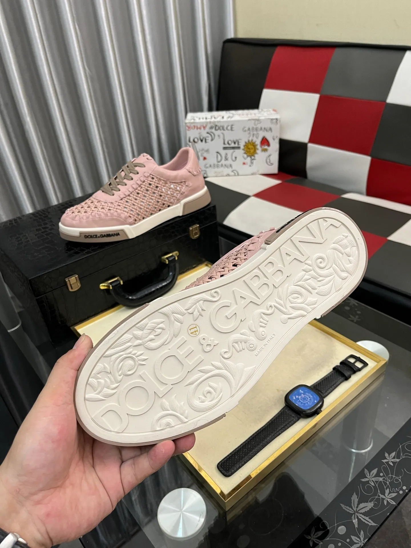 Men's men's shoes💰438⌚️⌚️New DG Dolce & Gabbana high-end couple's sports and casual shoes, imported cowhide, multi-material splicing design➕Imported cowhide lining, cowhide feet➕original TPR elastic outsole. Size: 38-46